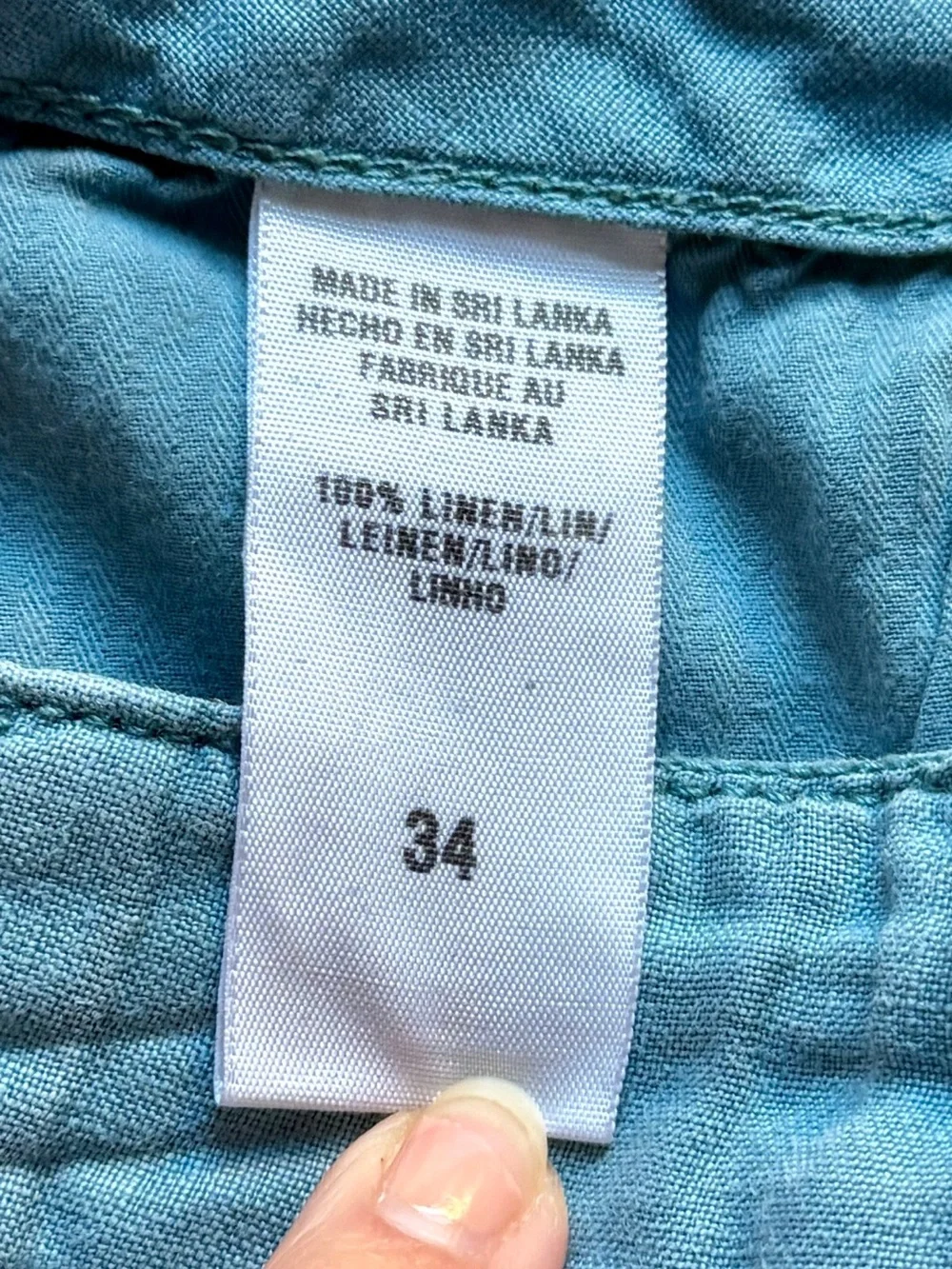 Lucky Brand Men’s Teal Linen Casual Shorts with Orange Drawstring Size 34